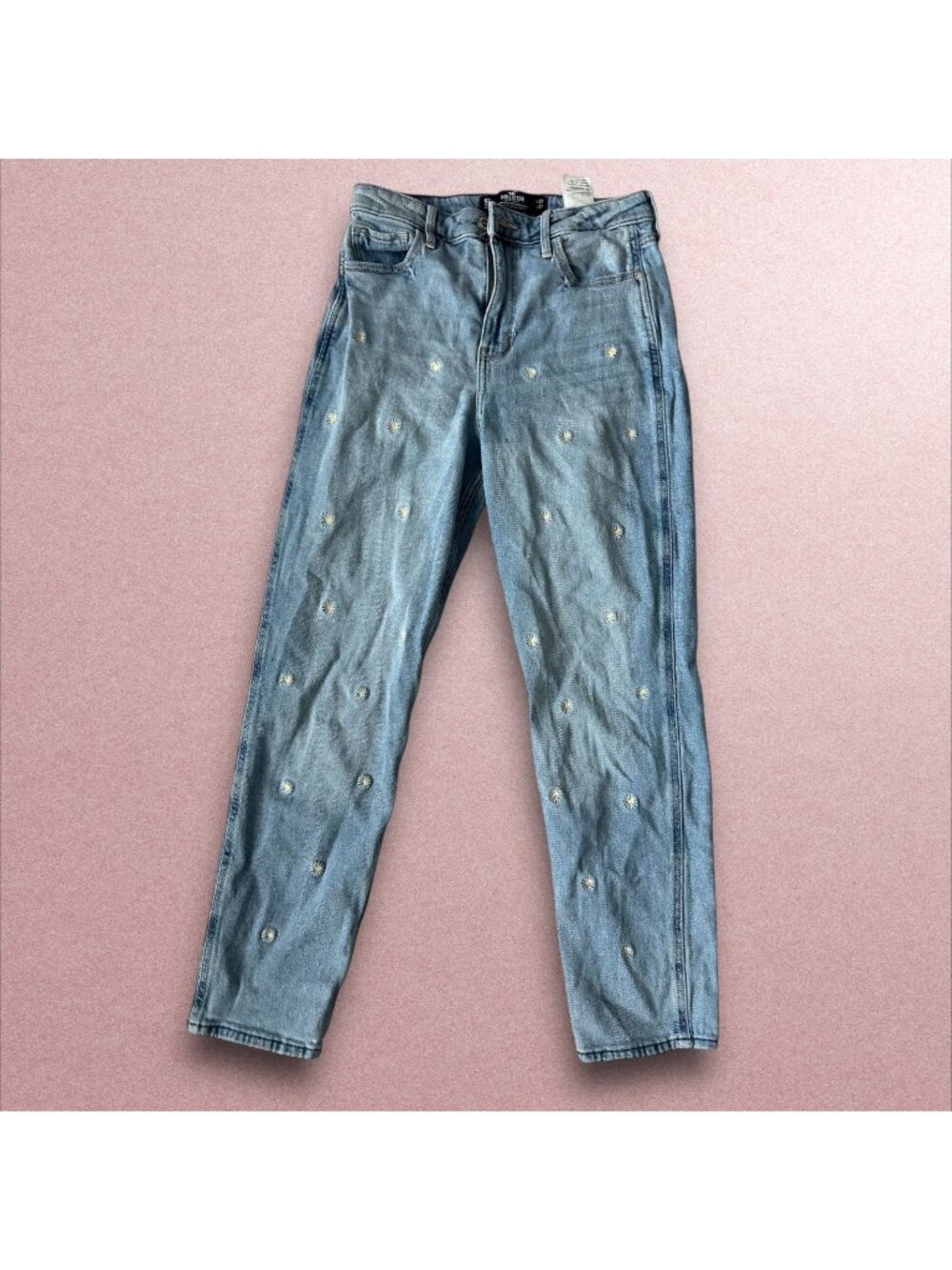 HOLLISTER Daisy Embroidered Straight Leg Jeans Sz 27